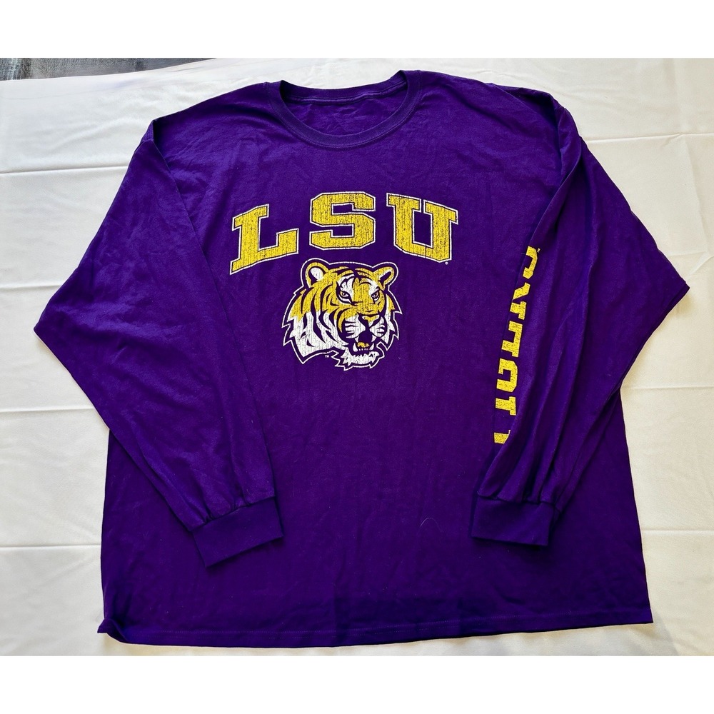 Men's LSU 3XL Long Sleeve Shirt Gray‎ With Tiger Logo